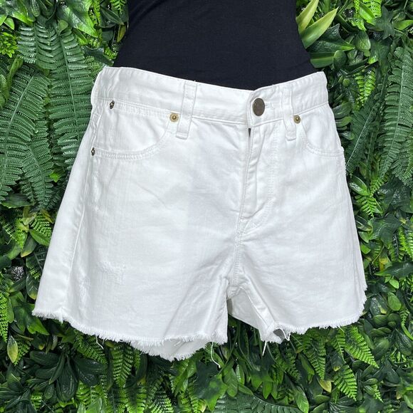 J CREW Shorts Women 26 White‎ Denim Cotton Jeans Frayed Hem 2274 - Picture 8 of 12